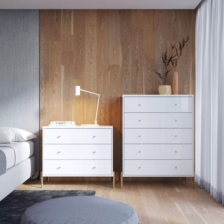 קומודה מעוצבת דגם אלמוג - לבן מבריק