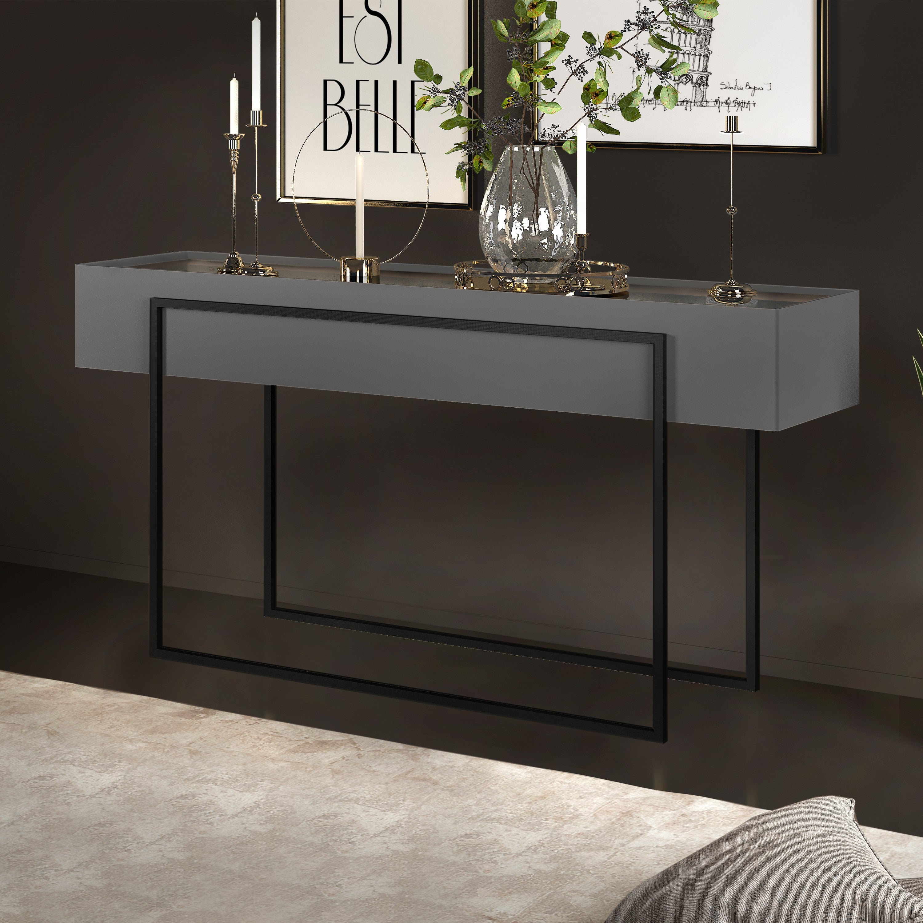 קונסולה דגם מלודי - אפור כהה