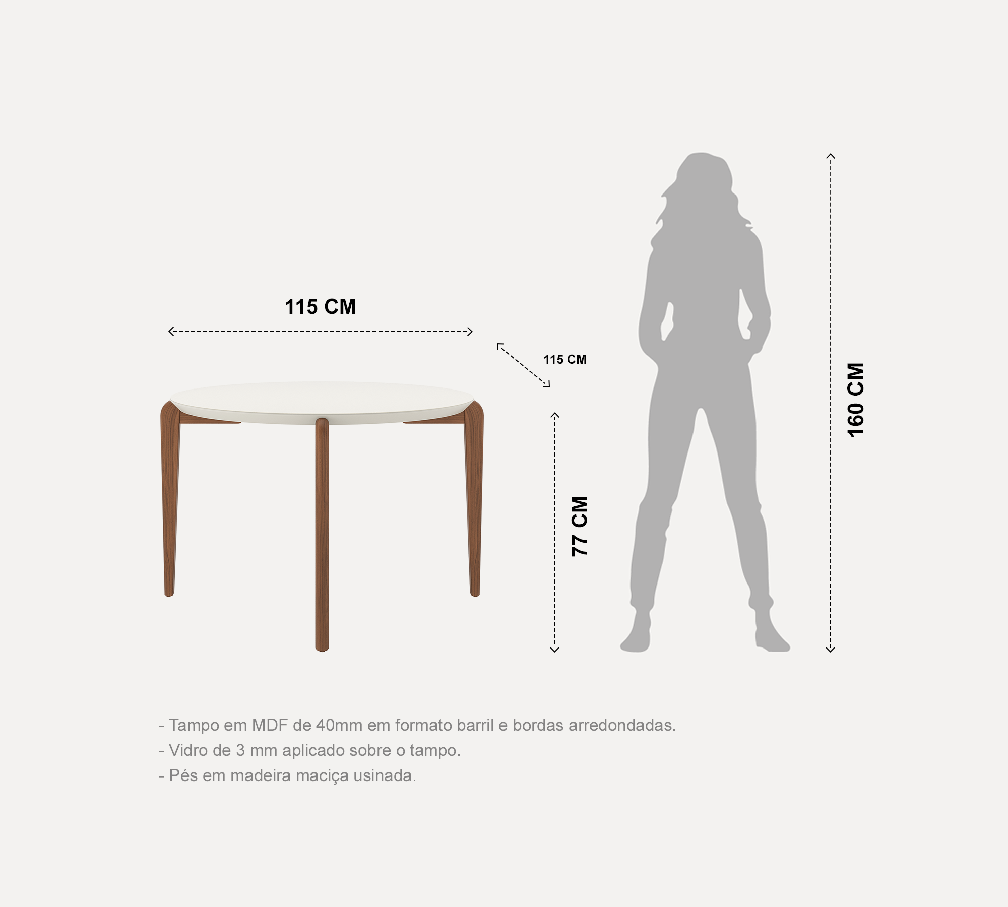 שולחן פינת אוכל עגול דגם אטלס