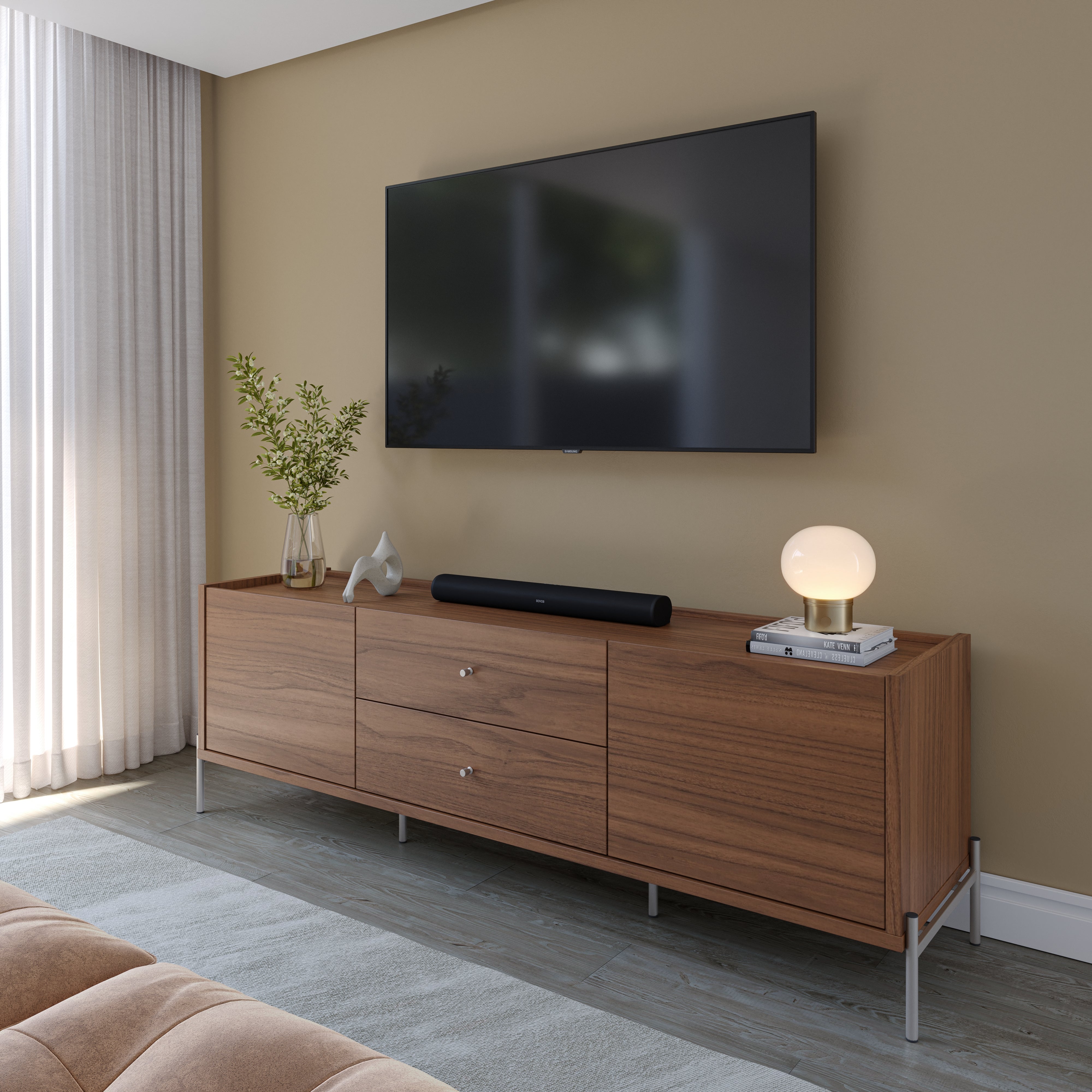 מזנון טלויזה דגם ברקת 180 ס"מ - גוון עץ קנילה