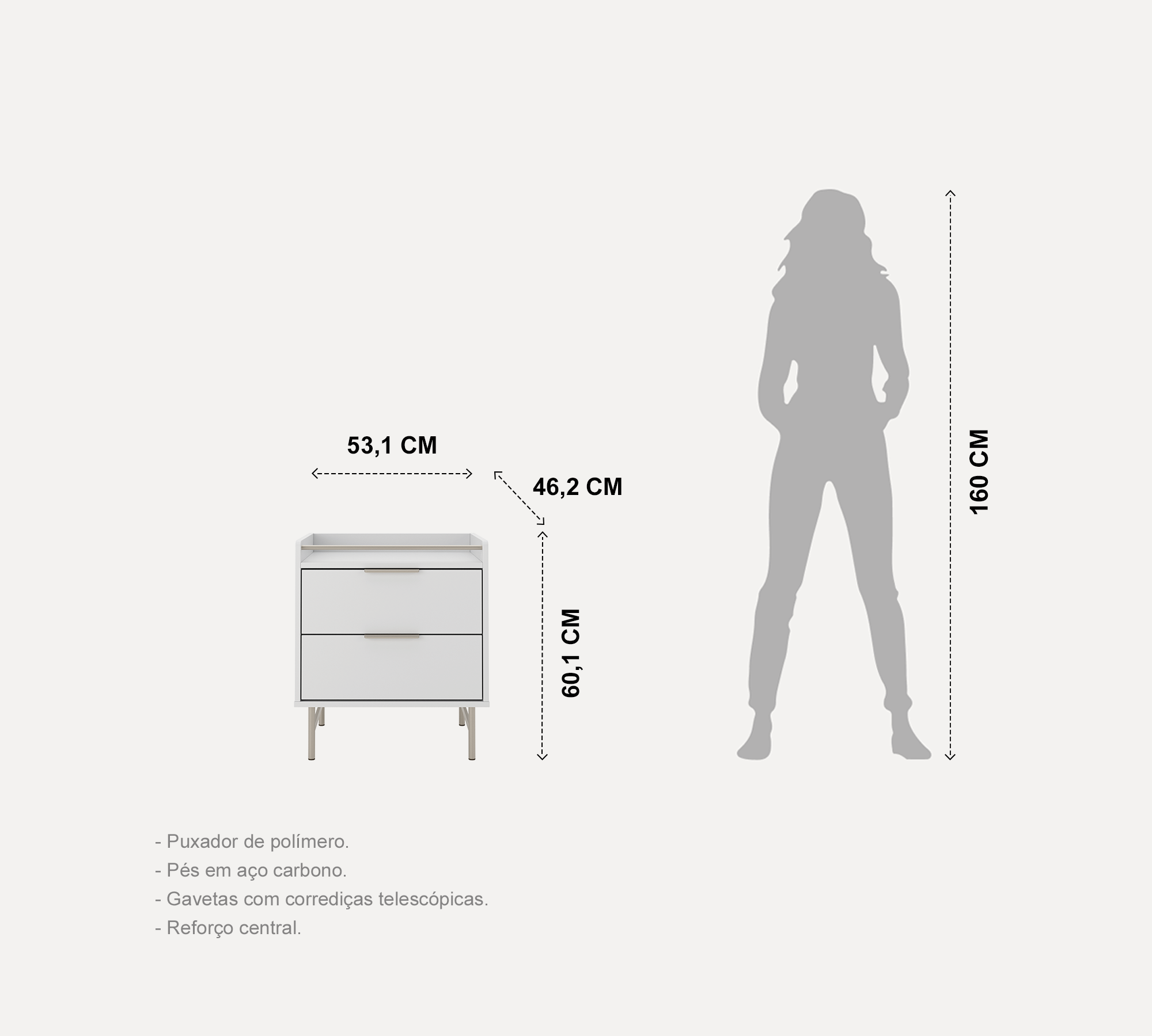 שידת לילה מעוצבת דגם לורין - לבן ושמפניה