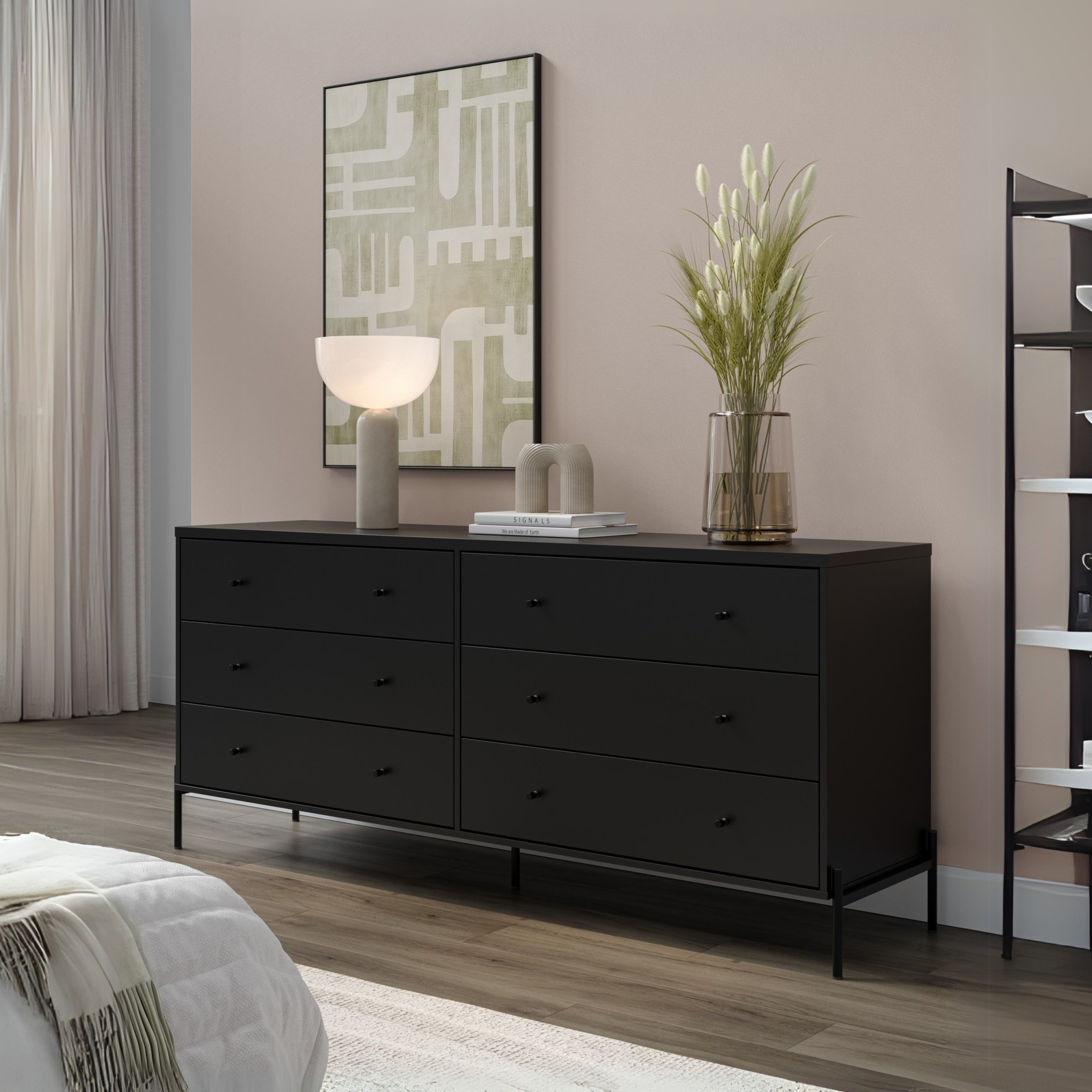 קומודה דגם ספיר שש מגירות - שחור