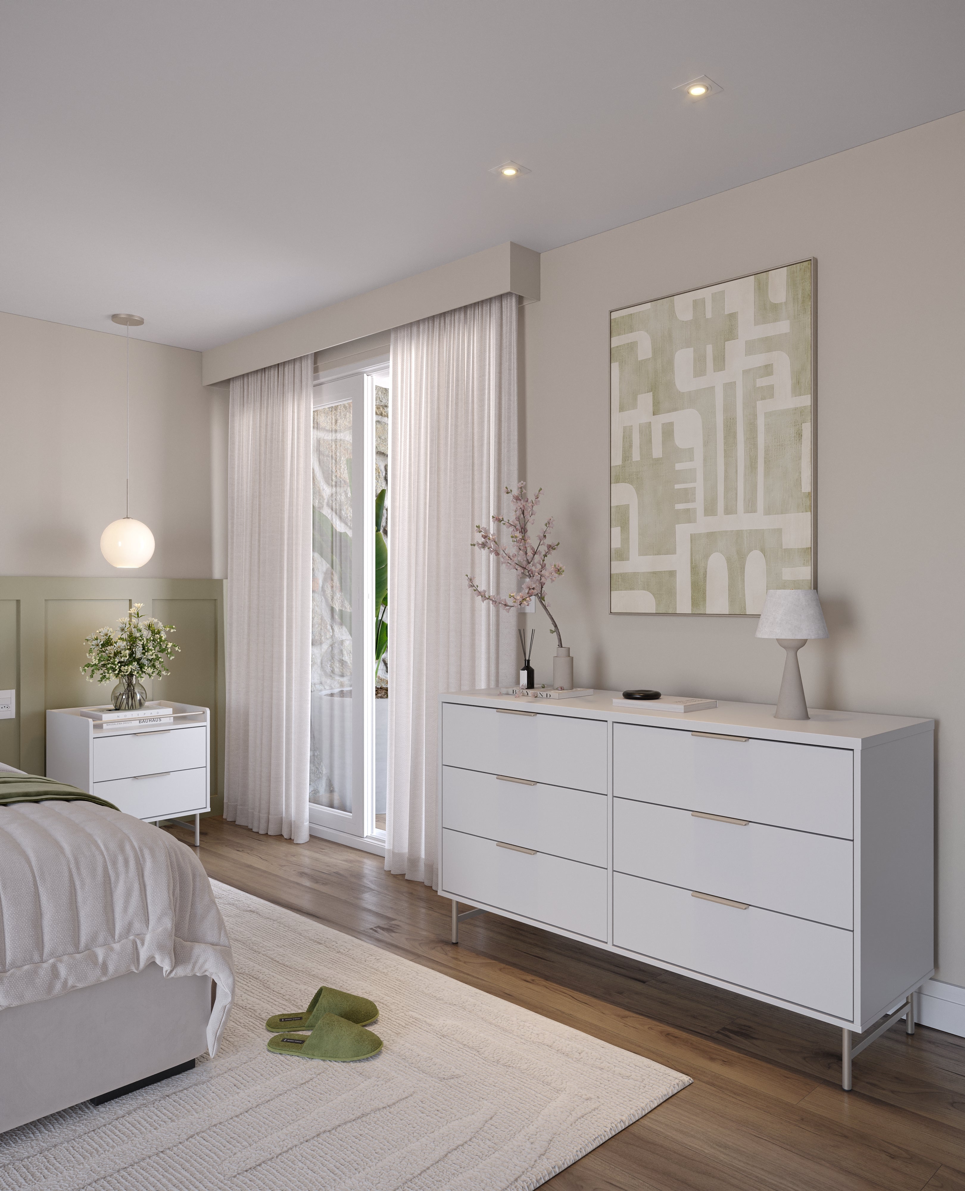 קומודה מעוצבת דגם שוהם - לבן