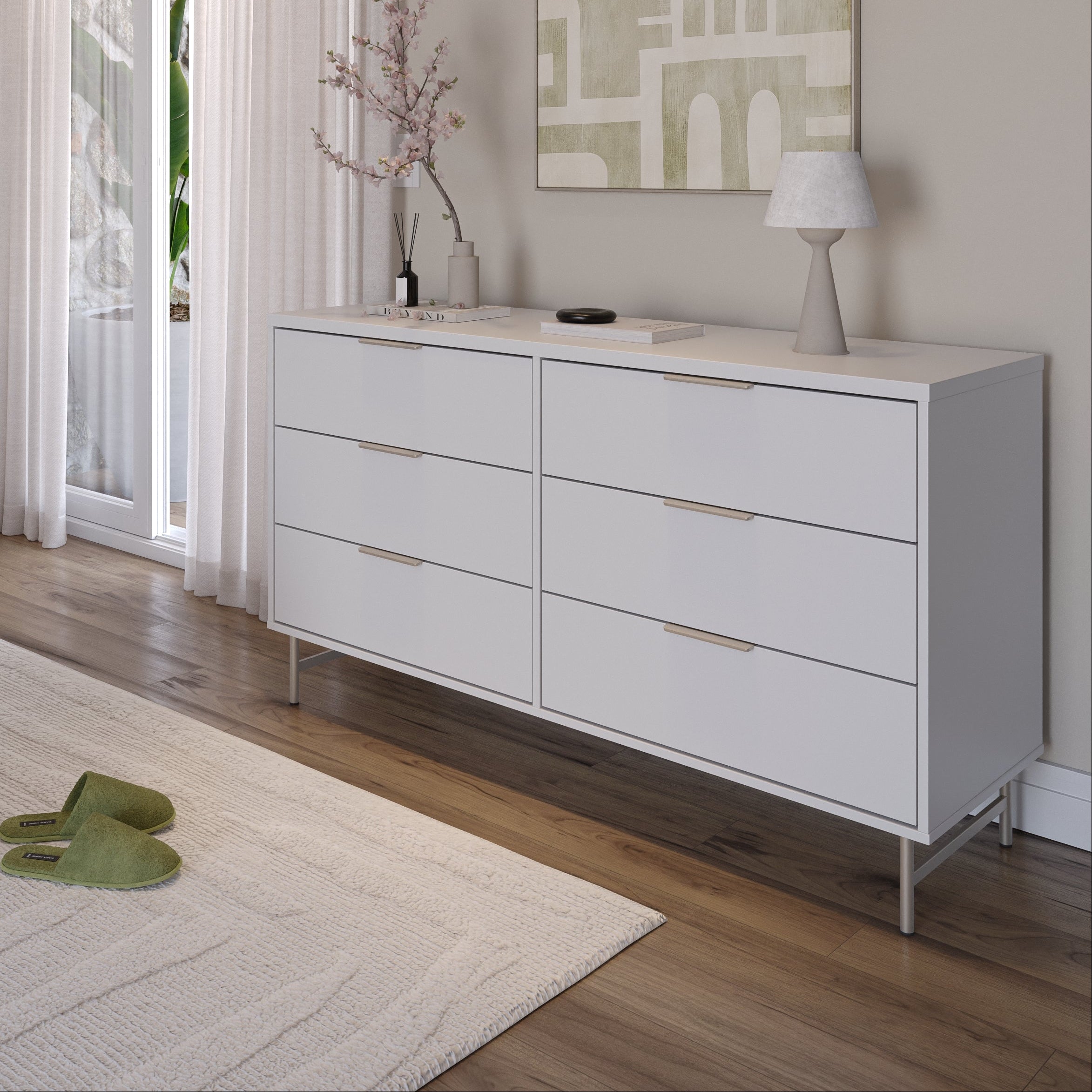 קומודה מעוצבת דגם שוהם - לבן