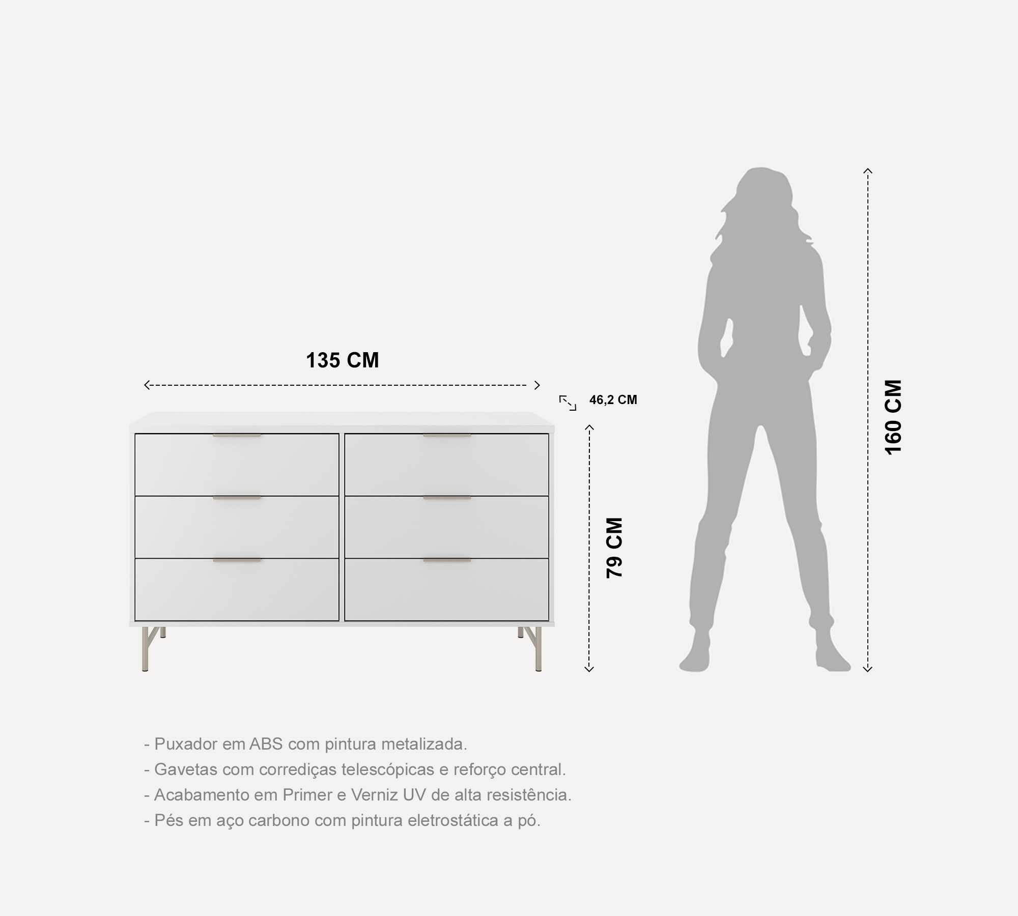 קומודה מעוצבת דגם שוהם - לבן