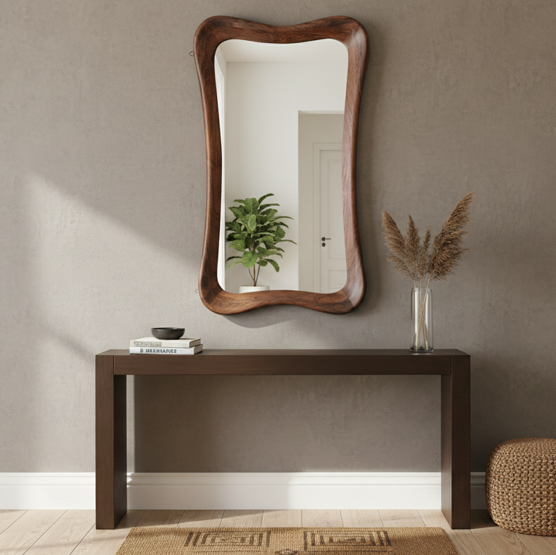 מראת קיר דגם שלגיה 120 ס"מ אגוז