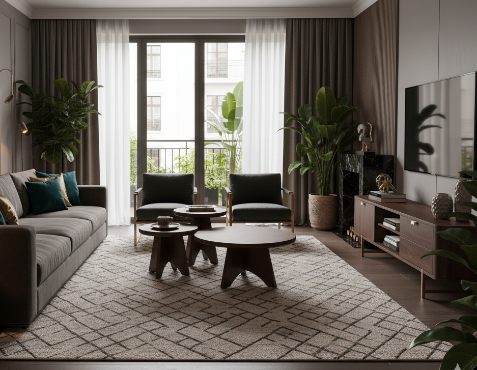 סט 3 שולחנות דגם סוהו - עץ מלא גוון אגוז