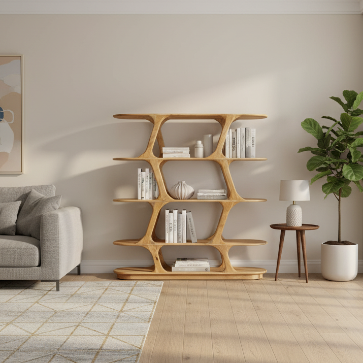 ספרייה מעוצבת ויוקרתית דגם איזבל - גוון בהיר