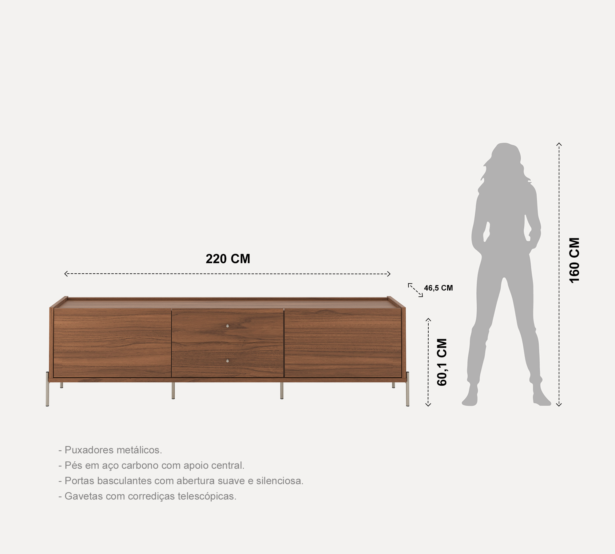 מזנון טלויזה דגם ברקת 180 ס"מ - גוון עץ קנילה