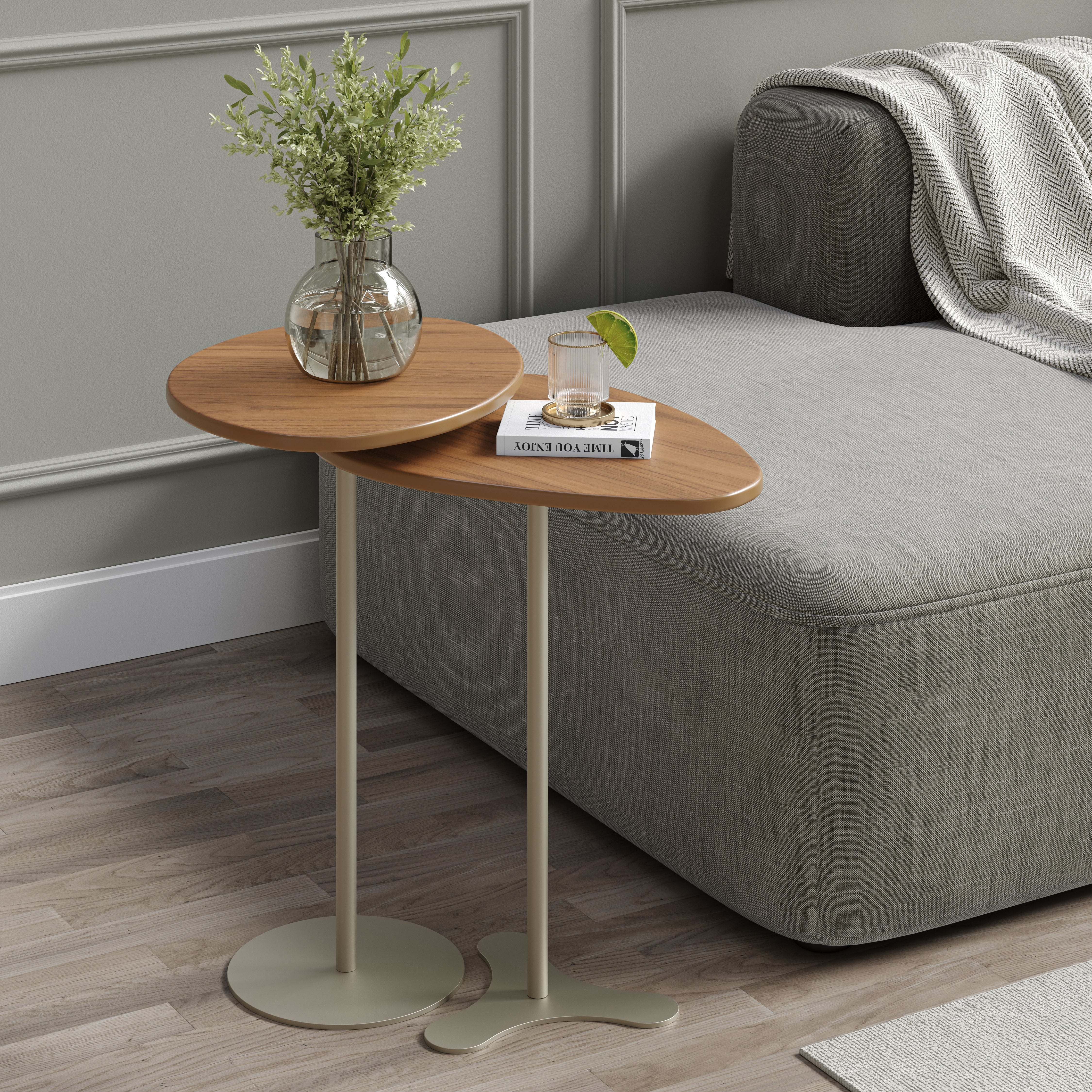 צמד שולחנות צד דגם לורי - עץ קנילה