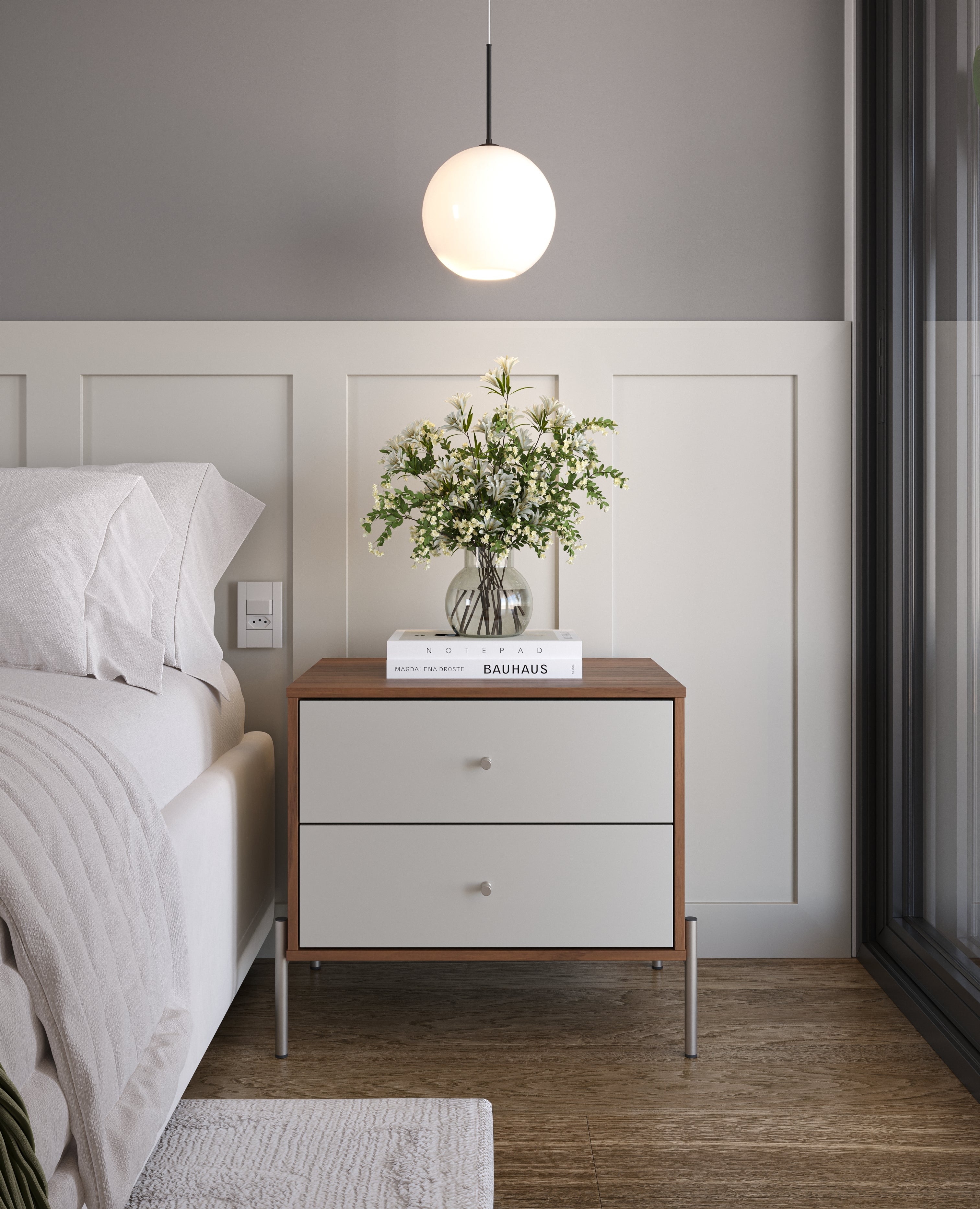 שידת לילה מעוצבת דגם אמבר - קנילה ואופוייט