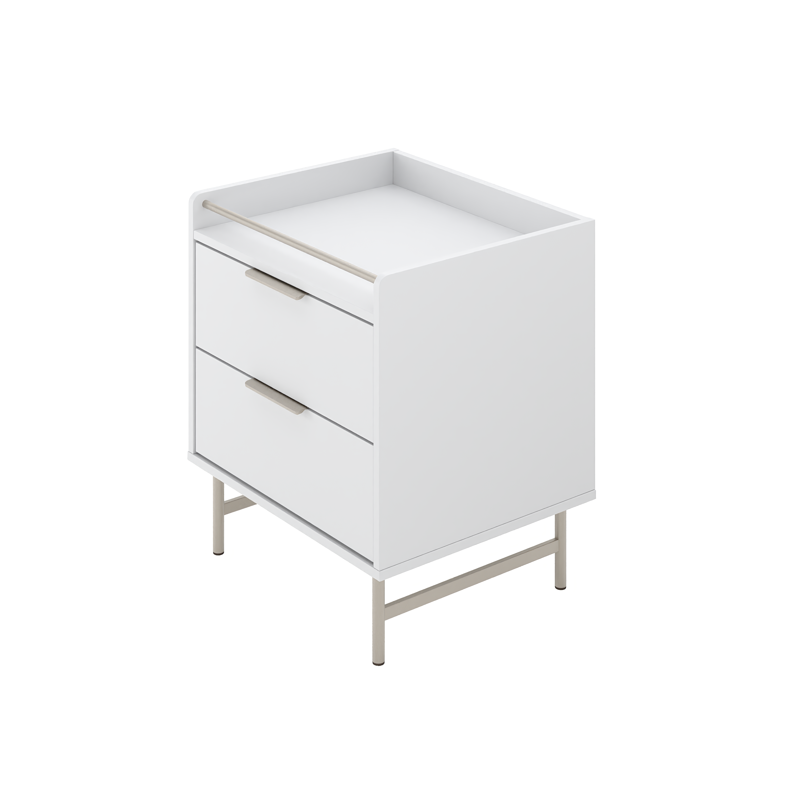 שידת לילה מעוצבת דגם לורין - לבן ושמפניה