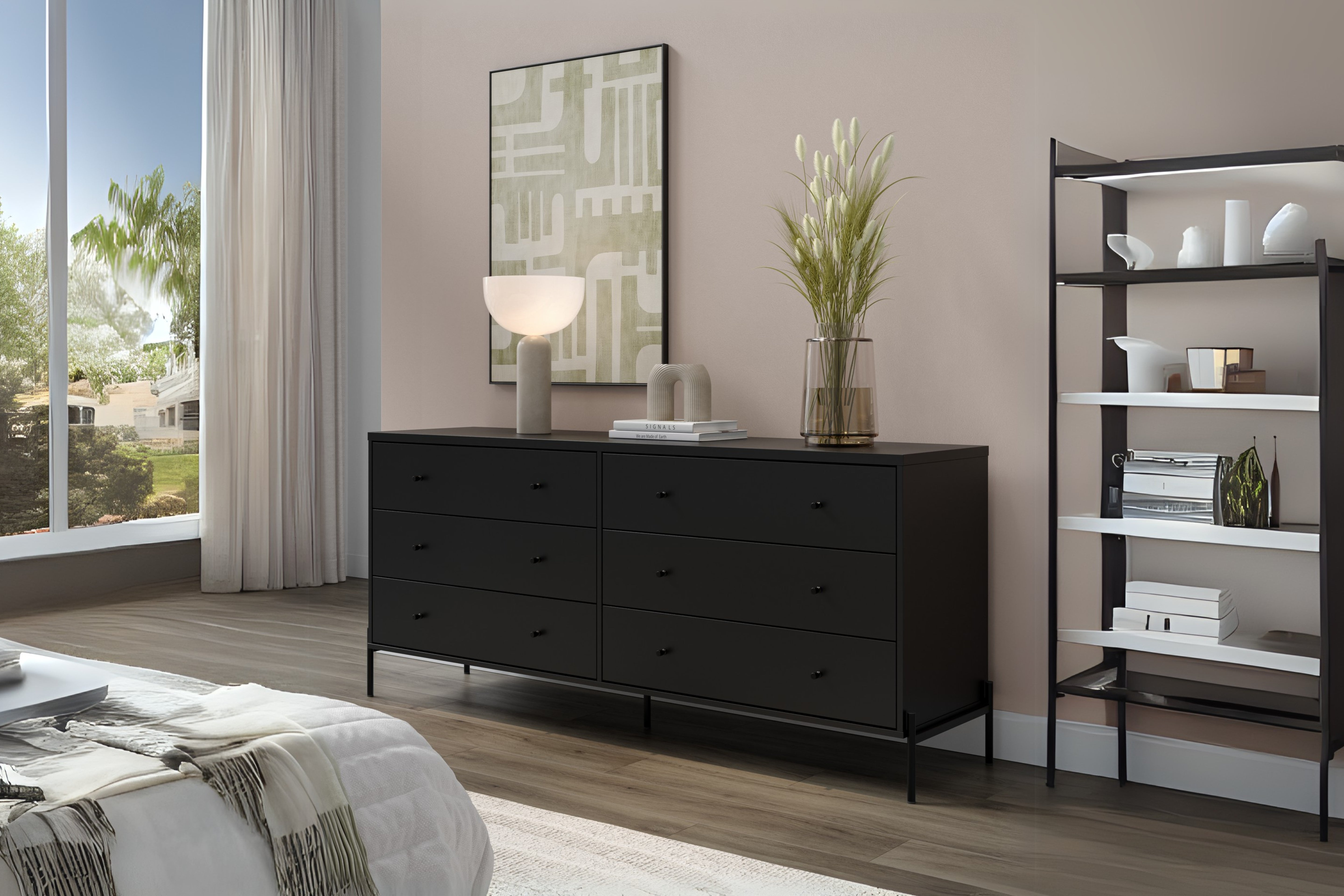 קומודה דגם ספיר שש מגירות - שחורה