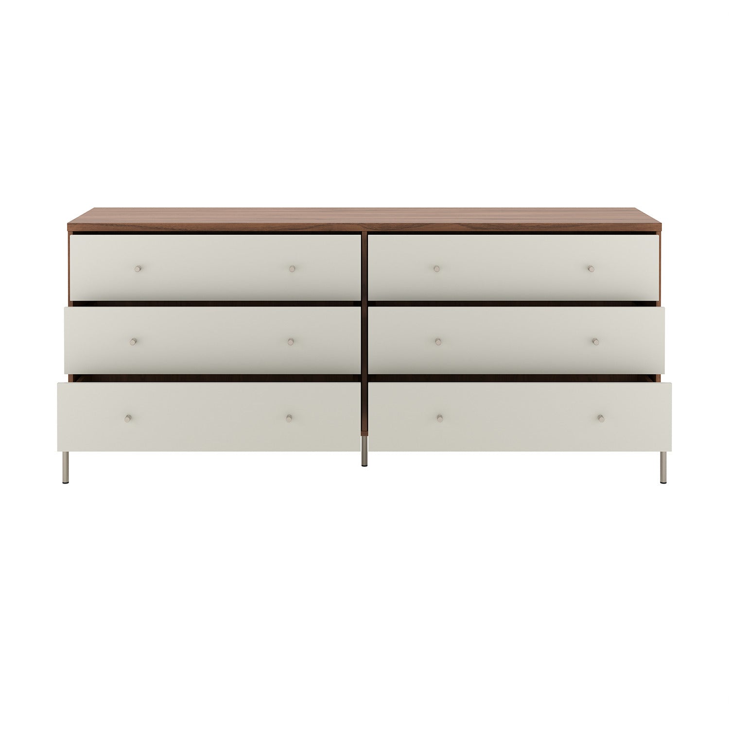 קומודה דגם ספיר שש מגירות אופוייט ועץ ושמפניה